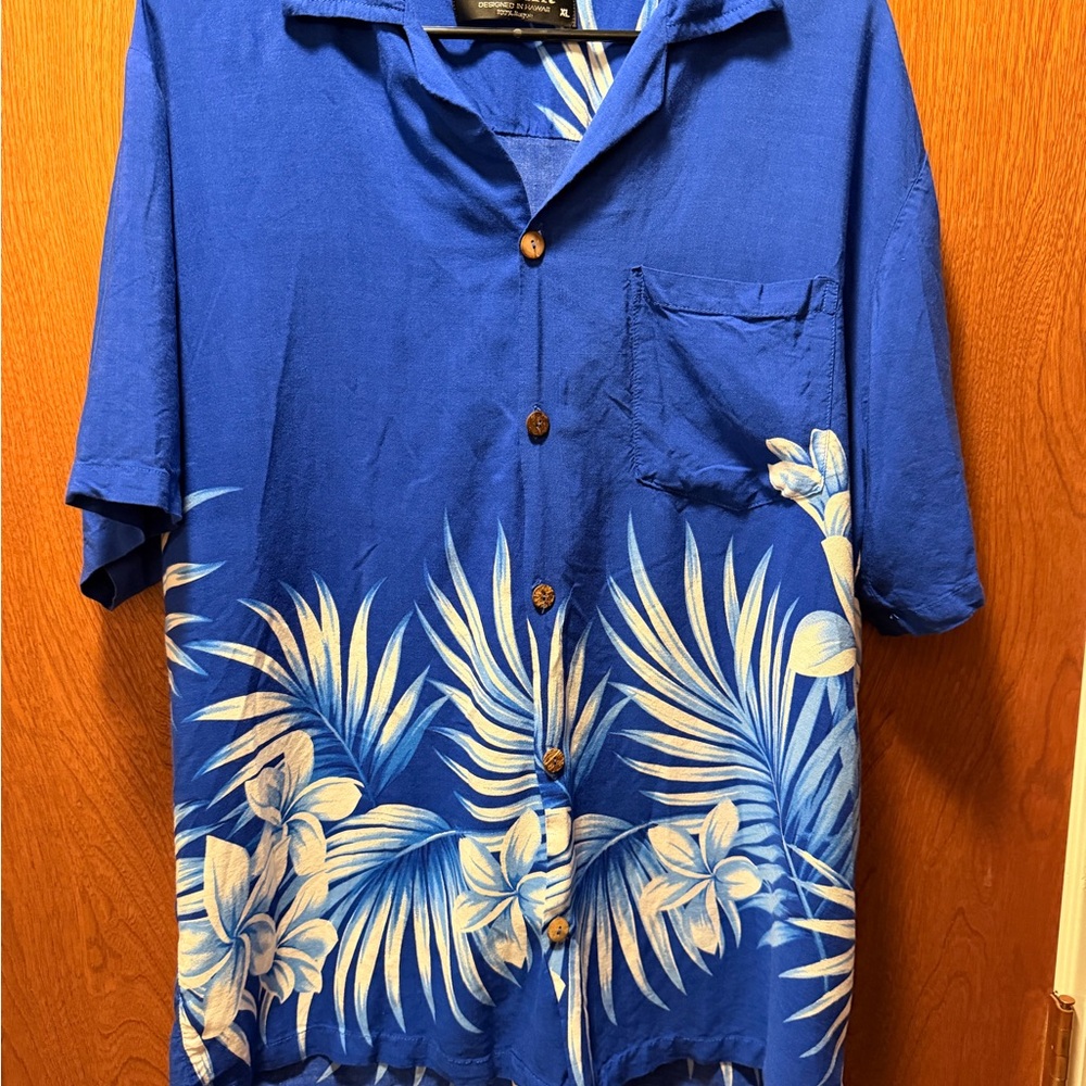 Favant Blue Floral Men's Casual Button Down Shirt Size XL